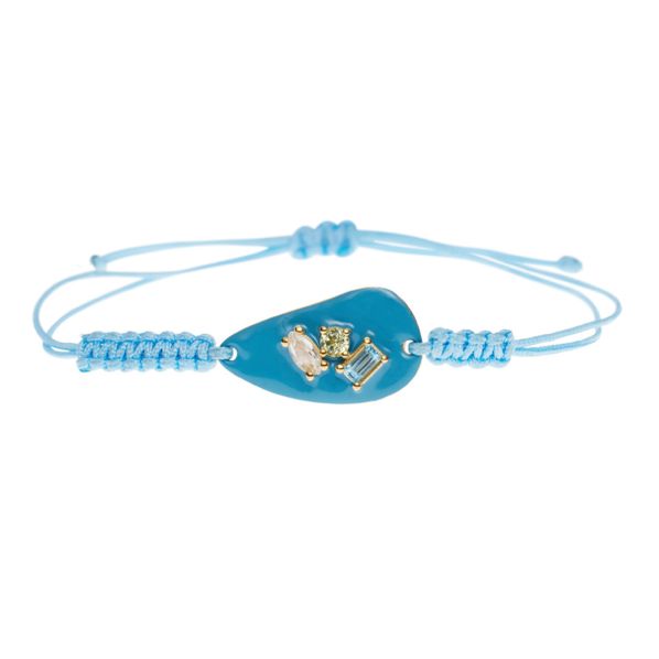 Le bonbons bracelet - gold 9Κ, blue enamel, semi-precious stones