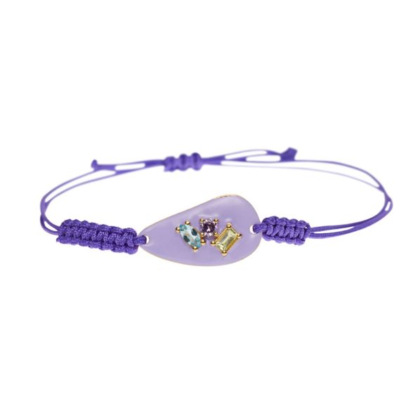 Le bonbons bracelet - gold 9Κ, purple enamel, semi-precious stones