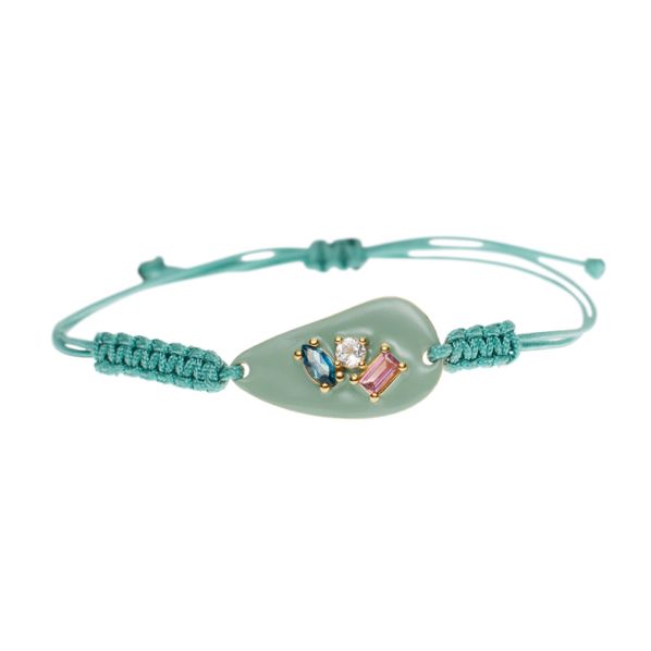 Le bonbons bracelet - gold 9Κ, green enamel, semi-precious stones