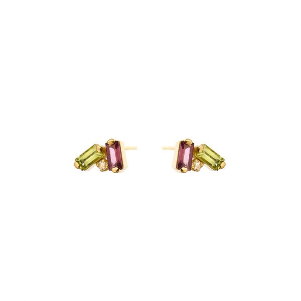 Synthesis Single Earring - gold 18Κ, diamond, semi-precious stones