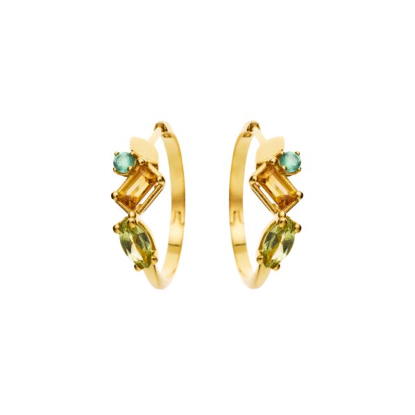 Le Bonbons Earrings- gold 9Κ, semi-precious stones