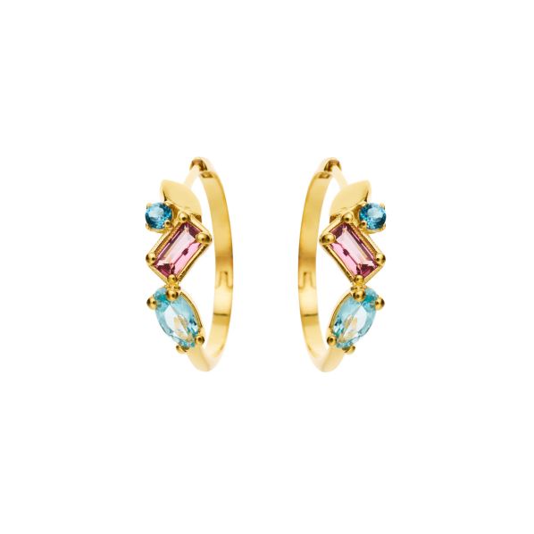 Le Bonbons Earrings- gold 9Κ, semi-precious stones