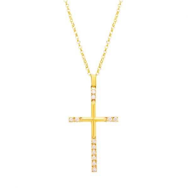 Cross Pendant - gold 14K, diamond