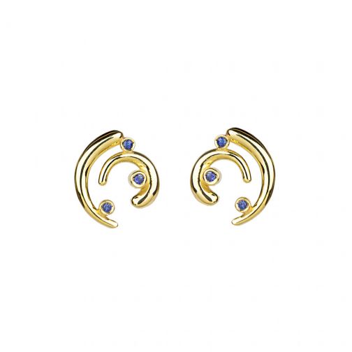 Euphoria Earrings - gold 9K, sapphire