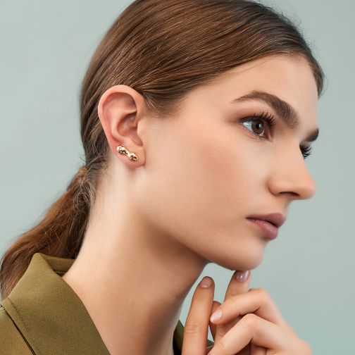 Rhea Earrings - gold 9Κ, ruby, diamond