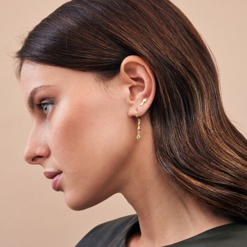 Rhea Earrings - gold 9Κ, emerald