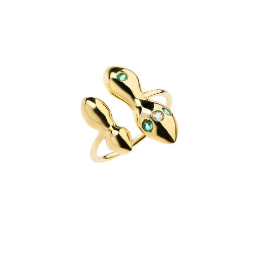 Rhea Ring - gold, emerald, diamond