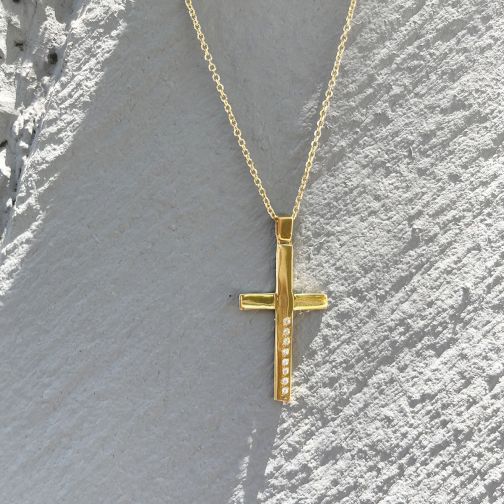 Cross Pendant - gold 18K, diamond