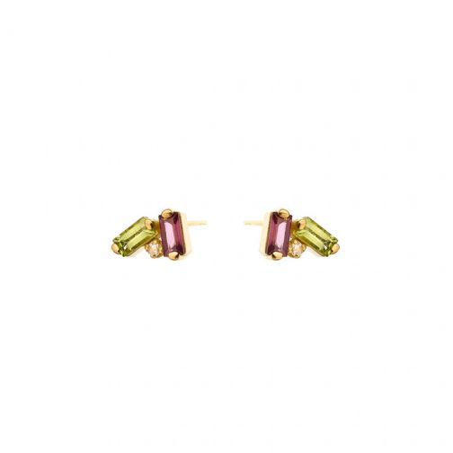 Synthesis Single Earring - gold 18Κ, diamond, semi-precious stones
