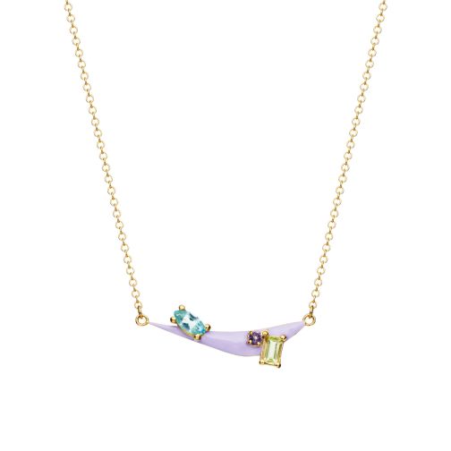 Le Bonbons Pendant - gold 9Κ, purple enamel, semi-precious stones