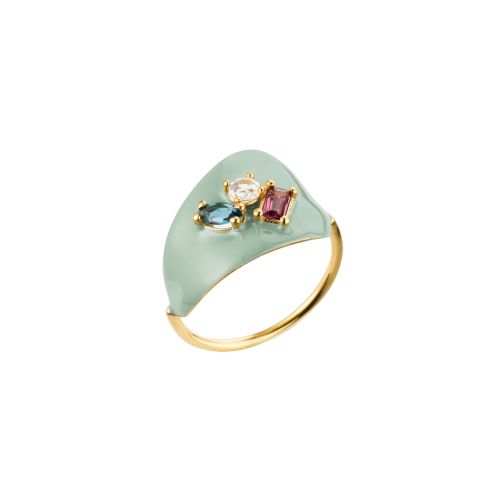 Le bonbons Ring - gold 9Κ, geen enamel, semi-precious stones