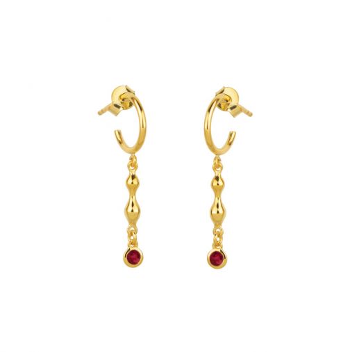 Rhea Earrings - gold, ruby