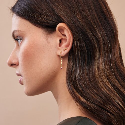 Rhea Earrings - gold 9Κ, ruby