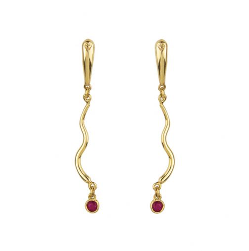 Rhea Earrings - gold, ruby