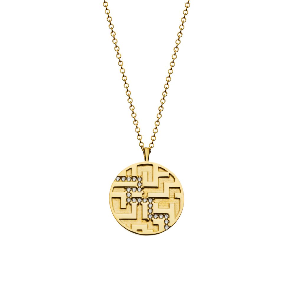 Charm 2024 Necklace - gold 9K, white zircon