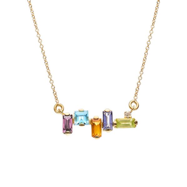 Synthesis  pendant- gold 18Κ, diamond, semi-precious stones