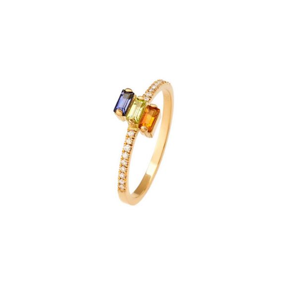 Synthesis Ring - gold 18K, diamond, semi-precious stones