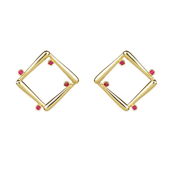 Euphoria Earrings - gold, ruby